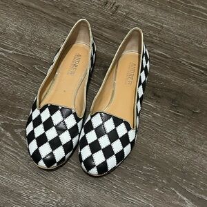 Andrew Stevens Charolette Flats size 10M Black White Checkered Patchwork